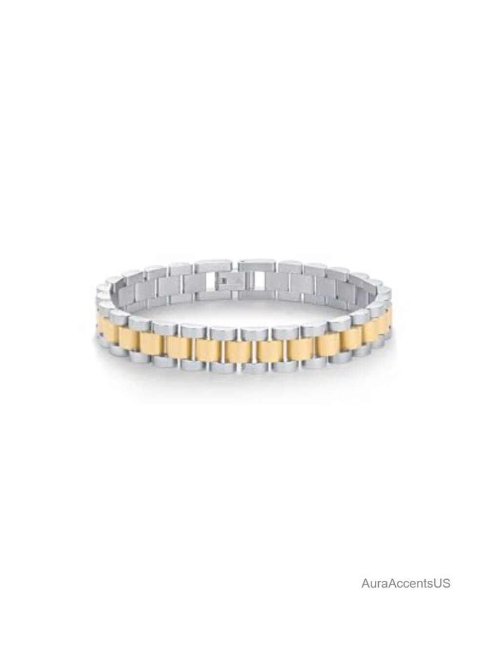 14K Gold Plated Stainless Steel Chunky Link Chain Bracelet Two Toned